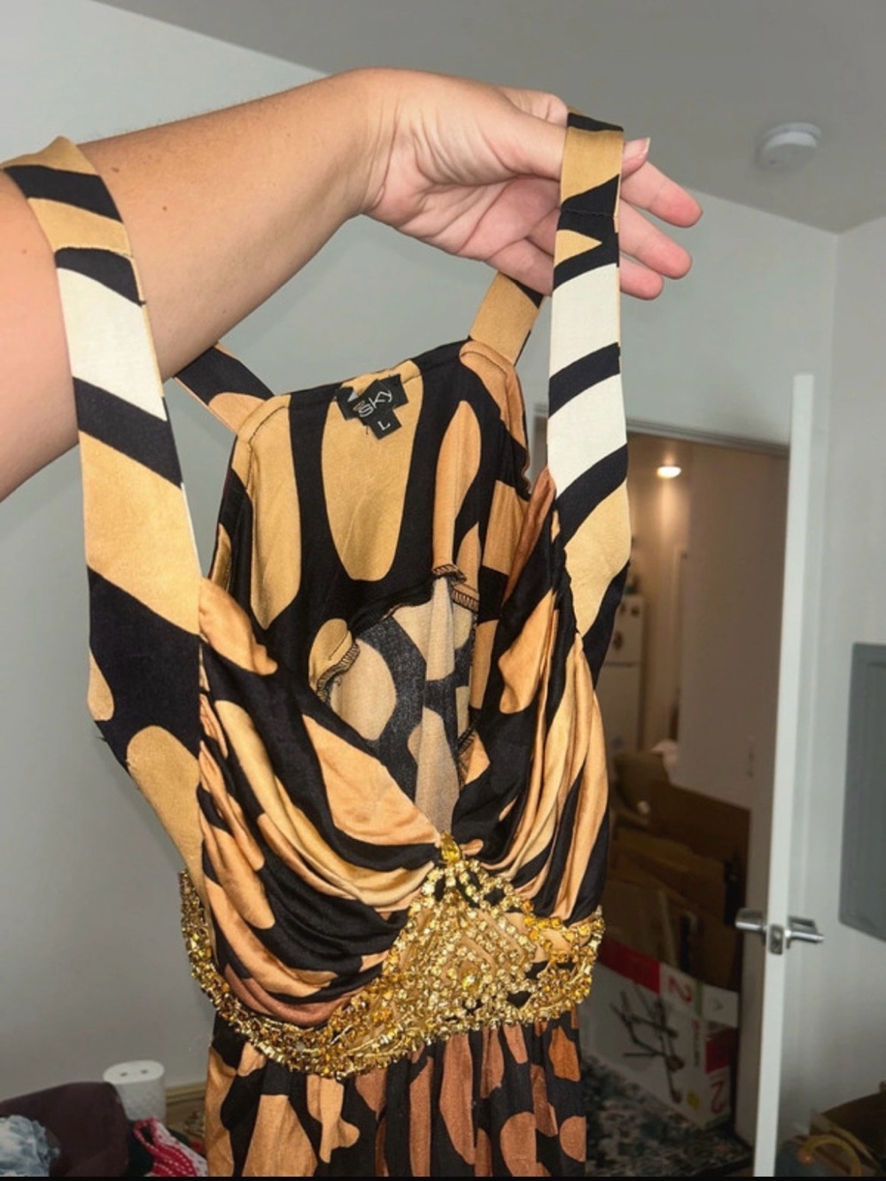 Y2K fashion 100% SILK top with embellishments, Size L, FLAWED - Picture 8 of 10